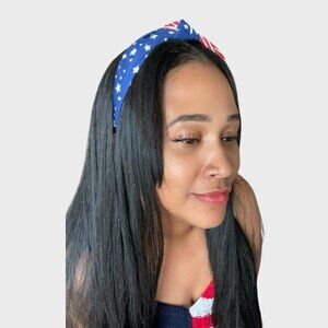 Multicolor American Flag Bow Knot Wide Headband